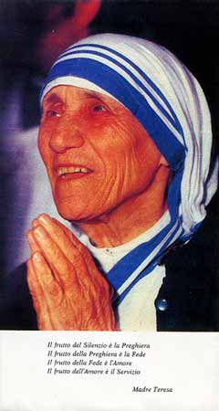 Carità di Madre Teresa di Calcutta, per la loro casa famiglia per malati terminali di AIDS a Roma Madre Teresa di Calcutta